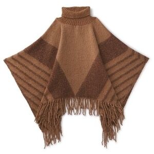 Tahari Brown Sweater Turtleneck Poncho NWT